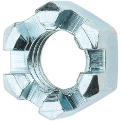 Value Collection - 1/2-13 UNC Grade 2 Steel Slotted Locknut - 3/4" Width Across Flats, 7/16" High, Zinc-Plated Finish - Exact Industrial Supply