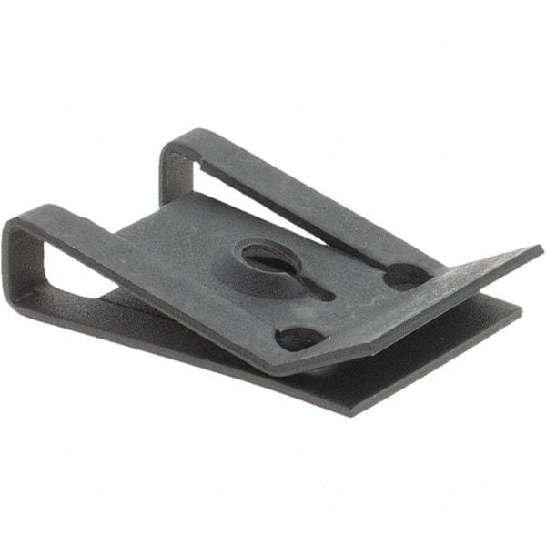 Value Collection - #6 Screw, 0.025 to 1/8" Thick, Spring Steel U Nut - 3/8" Center Edge, Black Phosphate Finish - Exact Industrial Supply