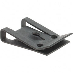 Value Collection - #6 Screw, 0.025 to 1/8" Thick, Spring Steel U Nut - 3/8" Center Edge, Black Phosphate Finish - Exact Industrial Supply