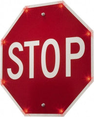 TAPCO - "Stop", 30" Wide x 30" High, Metal Stop & Yield Signs - White on Red, Diamond Grade Reflectivity, Octagon, Post Mount - Exact Industrial Supply