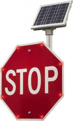 TAPCO - "Stop", 36" Wide x 36" High, Metal Stop & Yield Signs - White on Red, Diamond Grade Reflectivity, Octagon, Post Mount - Exact Industrial Supply