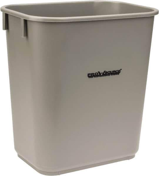 PRO-SOURCE - 14 Qt Gray Rectangle Trash Can - Polyethylene, 12-1/4" High x 8-1/4" Long x 11-1/4" Wide - Exact Industrial Supply