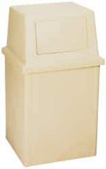 PRO-SOURCE - 35 Gal Beige Rectangle Trash Can - Polyethylene, 39-1/2" High - Exact Industrial Supply