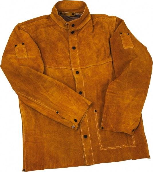 PRO-SAFE - Size L Flame Resistant/Retardant Jacket - Gold, Leather, Snaps Closure, 42 to 44" Chest - Exact Industrial Supply