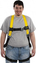 Miller - 400 Lb Capacity, Size Universal, Full Body Construction Safety Harness - Polyester, Side D-Ring, Mating Leg Strap, Mating Chest Strap, Yellow/Black - Exact Industrial Supply