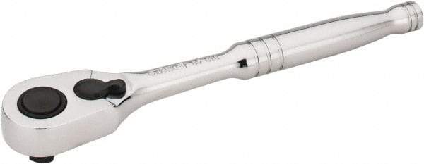 Stanley - 3/8" Drive Pear Head Quick-Release Ratchet - Chrome Finish, 8" OAL - Exact Industrial Supply