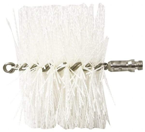 Schaefer Brush - 4-1/2" Long x 8" Diam Nylon Tube Brush - Single Spiral, 7" OAL, 0.06" Filament Diam, 1/4" Shank Diam - Exact Industrial Supply
