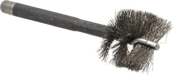 Red Head - 1-1/2" Long x 1-5/8" Diam Steel Wire Brush - Single Spiral, 1" Anchor Size, 5-1/4" OAL, 1-1/8" Shank Diam - Exact Industrial Supply