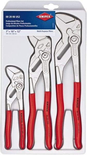 Knipex - 3 Piece Pipe Wrench & Water Pump Plier Set - Comes in Plastic Deep-Drawn Packaging - Exact Industrial Supply