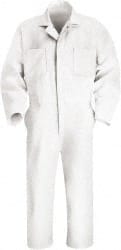 Coveralls: Size 52 Regular, Cotton & Polyester White, Zipper Closure, 7 Pocket
