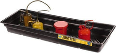 Justrite - 12 Gallon Capacity, 16 Inch Long x 46 Inch Wide, Polyurethane Spill Tray - 16 Inch Diameter, 5-1/2 Inch High, Black - Exact Industrial Supply
