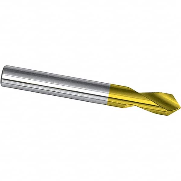 90° 3/4″ Diam 5-1/8″ OAL Cobalt Spotting Drill TiN Finish, 1-5/8″ Flute Length, 3/4″ Shank Diam, RH Cut, Series 0895
