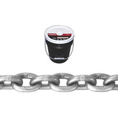 Campbell - Welded Chain; Chain Grade: 43 ; Trade Size: 3/8 ; Load Capacity (Lb.): 5400 ; Finish/Coating: Bright ; Type: Hightest ; Length (Feet): 75 - Exact Industrial Supply
