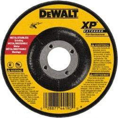 DeWALT - 24 Grit, 7" Wheel Diam, 1/4" Wheel Thickness, 7/8" Arbor Hole, Type 27 Depressed Center Wheel - Zirconia Alumina, Resinoid Bond, 8,700 Max RPM, Compatible with Angle Grinder - Exact Industrial Supply