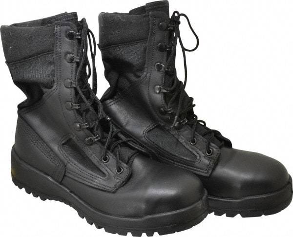 Belleville - Men's Size 8 Medium Width Steel Military Boot - Black, Leather, Nylon Upper, Rubber Outsole, 8" High, Hot Weather - Exact Industrial Supply
