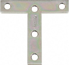 National Mfg. - 3" Long x 3" Wide Steel Tee Plates - Zinc Plated Finish - Exact Industrial Supply