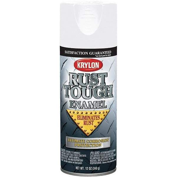 Krylon - White, Gloss, Rust Proof Enamel Spray Paint - 25 Sq Ft per Can, 12 oz Container, Use on Wood, Metal - Exact Industrial Supply