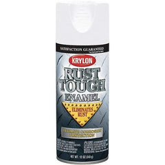 Krylon - White, Gloss, Rust Proof Enamel Spray Paint - 25 Sq Ft per Can, 12 oz Container, Use on Wood, Metal - Exact Industrial Supply