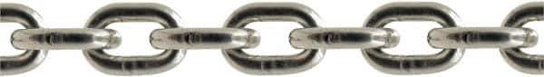 Value Collection - 5/16" Welded Stainless Steel Chain - 2,400 Lb Capacity, Grade 43, 550' Long, Polished Finish - Exact Industrial Supply