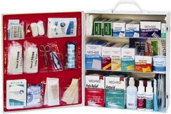 Medique - 1,100 Piece, 100 Person, Industrial First Aid Kit - 13-3/4" Wide x 16-1/4" Deep x 5-1/2" High, Metal Cabinet - Exact Industrial Supply