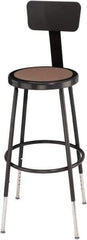 NPS - 14 Inch Wide x 14 Inch Deep x 25 to 32-1/2 Inch High, Steel Base, Adjustable Height Stool - Hardboard Seat, Black - Exact Industrial Supply