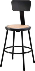 NPS - 24 Inch High, Stationary Fixed Height Stool with Adjustable Height Backrest - 14 Inch Deep x 14 Inch Wide, Hardboard Seat, Black - Exact Industrial Supply