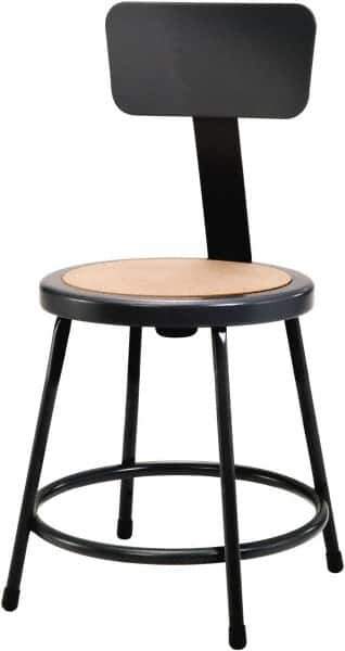 NPS - 18 Inch High, Stationary Fixed Height Stool with Adjustable Height Backrest - 14 Inch Deep x 14 Inch Wide, Hardboard Seat, Black - Exact Industrial Supply