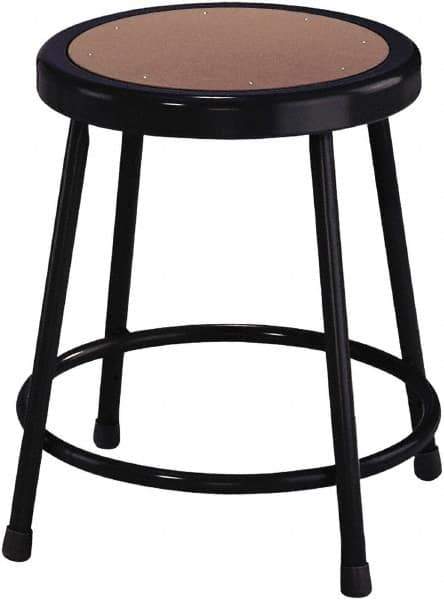 NPS - 18 Inch High, Stationary Fixed Height Stool - 14 Inch Deep x 14 Inch Wide, Hardboard Seat, Black - Exact Industrial Supply