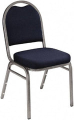 NPS - Fabric Blue Stacking Chair - Silver Frame, 18" Wide x 20" Deep x 34" High - Exact Industrial Supply