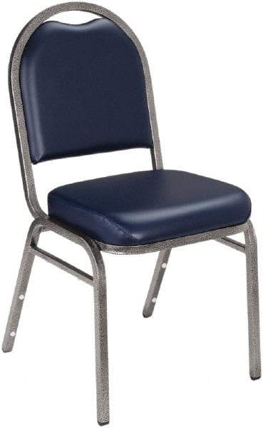 NPS - Vinyl Blue Stacking Chair - Silver Frame, 18" Wide x 20" Deep x 34" High - Exact Industrial Supply