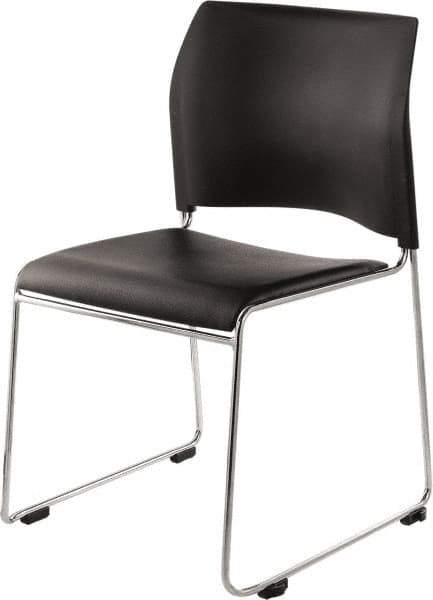 NPS - Vinyl Black Stacking Chair - Chrome Frame, 20" Wide x 19-1/4" Deep x 30" High - Exact Industrial Supply