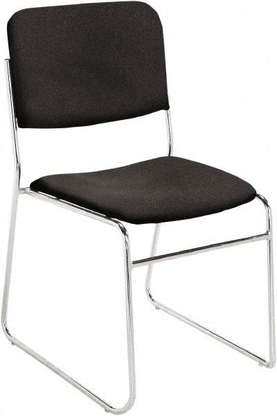 NPS - Fabric Black Stacking Chair - Chrome Frame, 19" Wide x 21" Deep x 33" High - Exact Industrial Supply