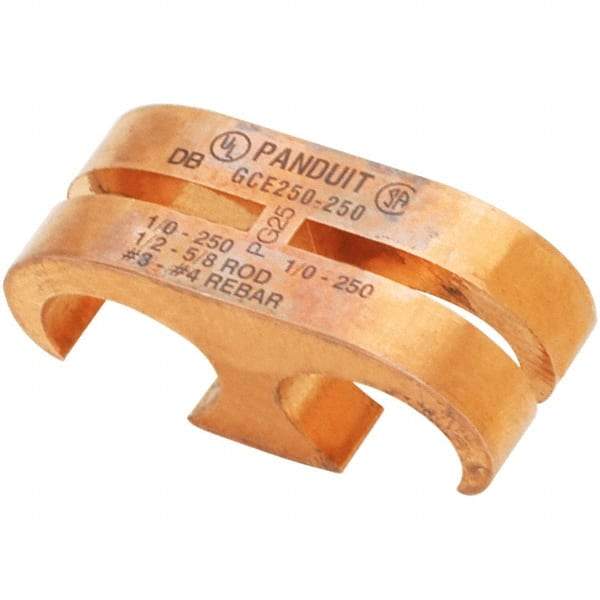 Panduit - 1/0 & 6 to 1/0 AWG Compatible Grounding Clamp - Copper Alloy, 1" OAL - Exact Industrial Supply