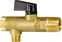 PRO-SOURCE - 1/2" Pipe, NPT Port, Brass Filter Ball Valve - Inline - One Way Flow, MNPT x FNPT Ends, Wedge Handle, 725 WOG - Exact Industrial Supply