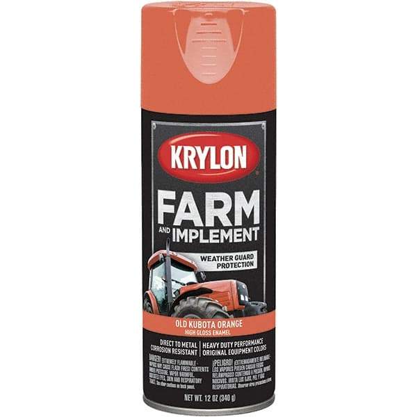 Krylon - Kubota Orange, 12 oz Net Fill, Gloss, Farm & Equipment Spray Paint - 12 oz Container, Use on Equipment - Exact Industrial Supply
