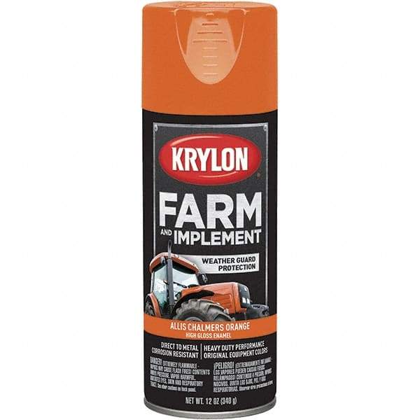 Krylon - Orange (Allis Chalmers), 12 oz Net Fill, Gloss, Farm & Equipment Spray Paint - 12 oz Container, Use on Equipment - Exact Industrial Supply