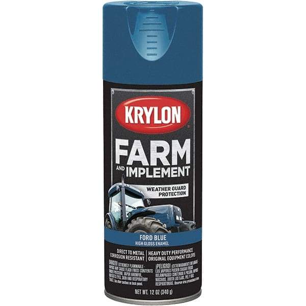 Krylon - Blue (Ford), 12 oz Net Fill, Gloss, Farm & Equipment Spray Paint - 12 oz Container, Use on Equipment - Exact Industrial Supply