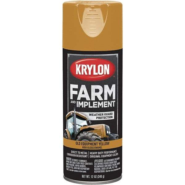 Krylon - Yellow (Caterpillar Old), 12 oz Net Fill, Gloss, Farm & Equipment Spray Paint - 12 oz Container, Use on Equipment - Exact Industrial Supply