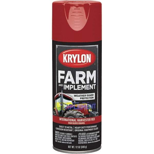 Krylon - Red (International Harvester), 12 oz Net Fill, Gloss, Farm & Equipment Spray Paint - 12 oz Container, Use on Equipment - Exact Industrial Supply