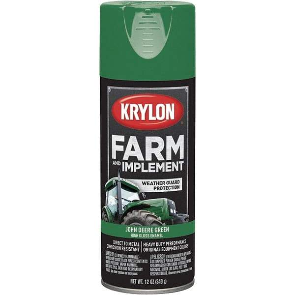 Krylon - Green (John Deere), 12 oz Net Fill, Gloss, Farm & Equipment Spray Paint - 12 oz Container, Use on Equipment - Exact Industrial Supply