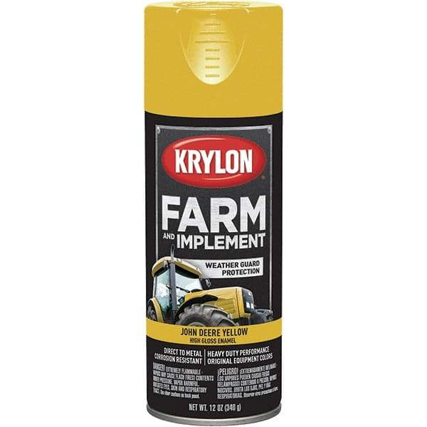 Krylon - Yellow (John Deere), 12 oz Net Fill, Gloss, Farm & Equipment Spray Paint - 12 oz Container, Use on Equipment - Exact Industrial Supply