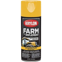 Krylon - Yellow, 12 oz Net Fill, Gloss, Farm & Equipment Spray Paint - 12 oz Container, Use on Equipment - Exact Industrial Supply