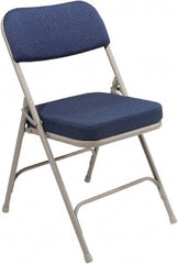 NPS - 18" Wide x 20-3/4" Deep x 32" High, Steel & Fabric Folding Chair with Fabric Padded Seat - Blue - Exact Industrial Supply