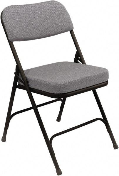 NPS - 18" Wide x 20-3/4" Deep x 32" High, Steel & Fabric Folding Chair with Fabric Padded Seat - Grey - Exact Industrial Supply