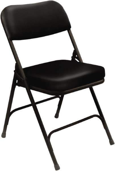 NPS - 18" Wide x 20-3/4" Deep x 32" High, Steel & Vinyl Folding Chair with Vinyl Padded Seat - Black - Exact Industrial Supply