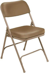 NPS - 18" Wide x 20-3/4" Deep x 32" High, Steel & Vinyl Folding Chair with Vinyl Padded Seat - Beige - Exact Industrial Supply