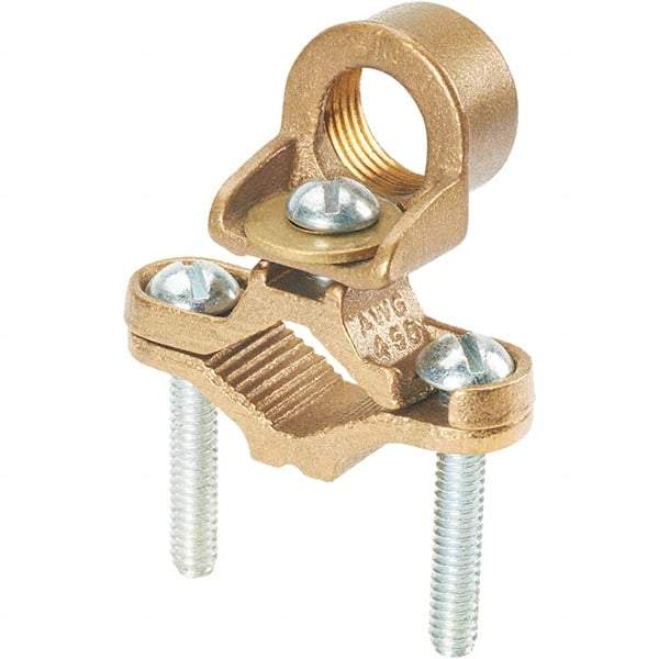 Panduit - 8 to 4 AWG Compatible Grounding Clamp - Bronze, 4-1/4" OAL - Exact Industrial Supply