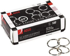 ACCO - 3/4", Book Rings - Steel, Silver - Exact Industrial Supply