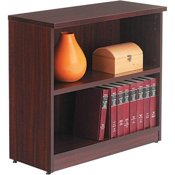 ALERA - 2 Shelf, 29-1/2" High x 31-3/4" Wide Bookcase - 14" Deep, Woodgrain Laminate, Mahogany - Exact Industrial Supply