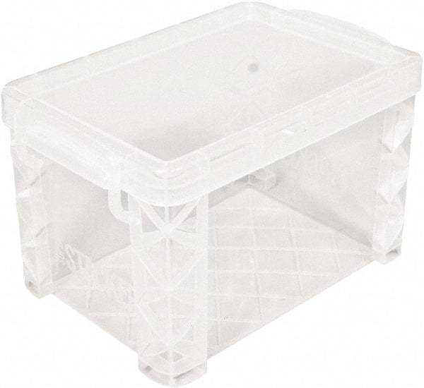 ADVANTUS - 1 Compartment, 6-1/4 Inch Wide x 4-1/4 Inch Deep x 4-1/4 Inch High, Card File Box With Lift-Off Lid - Plastic, Clear - Exact Industrial Supply